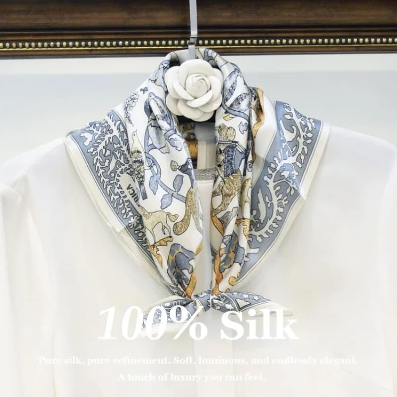 New Protective Women's Sun Scarf, Hijab in Gelso Silk 100%, Luxury Square Scarf, Women's Silk Designer Scarf