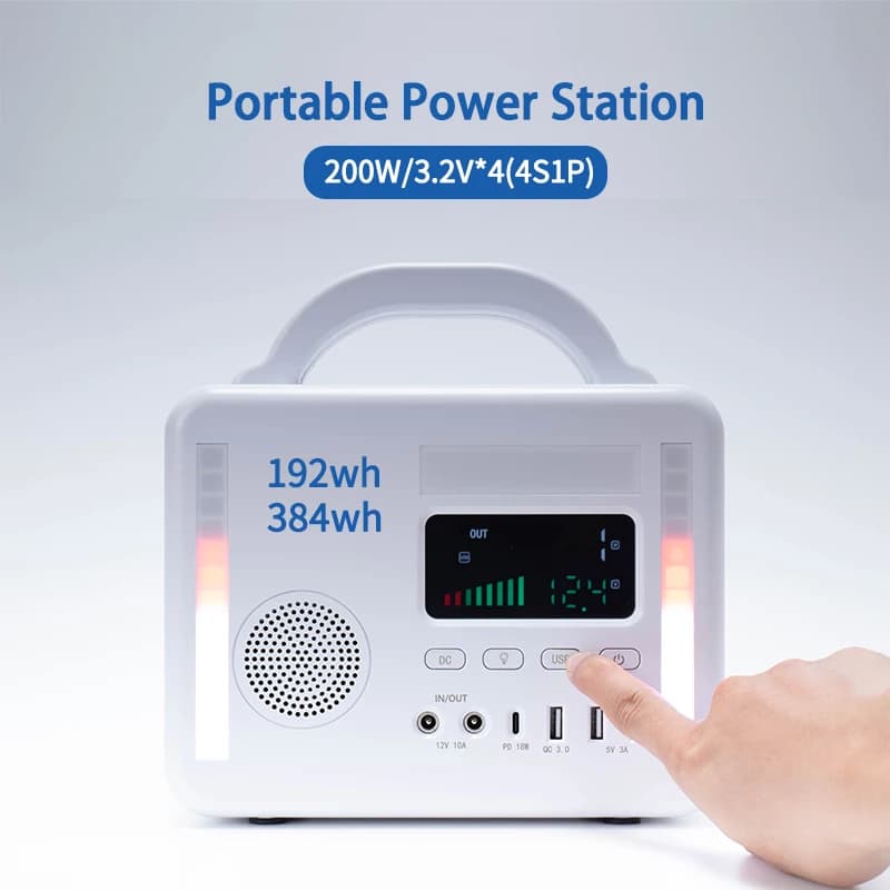 Portable Outdoor Power Station 200 W 192WH Rechargeable Lithium Ion Battery Bank with TYPE-C Output Solar Panel Power Source