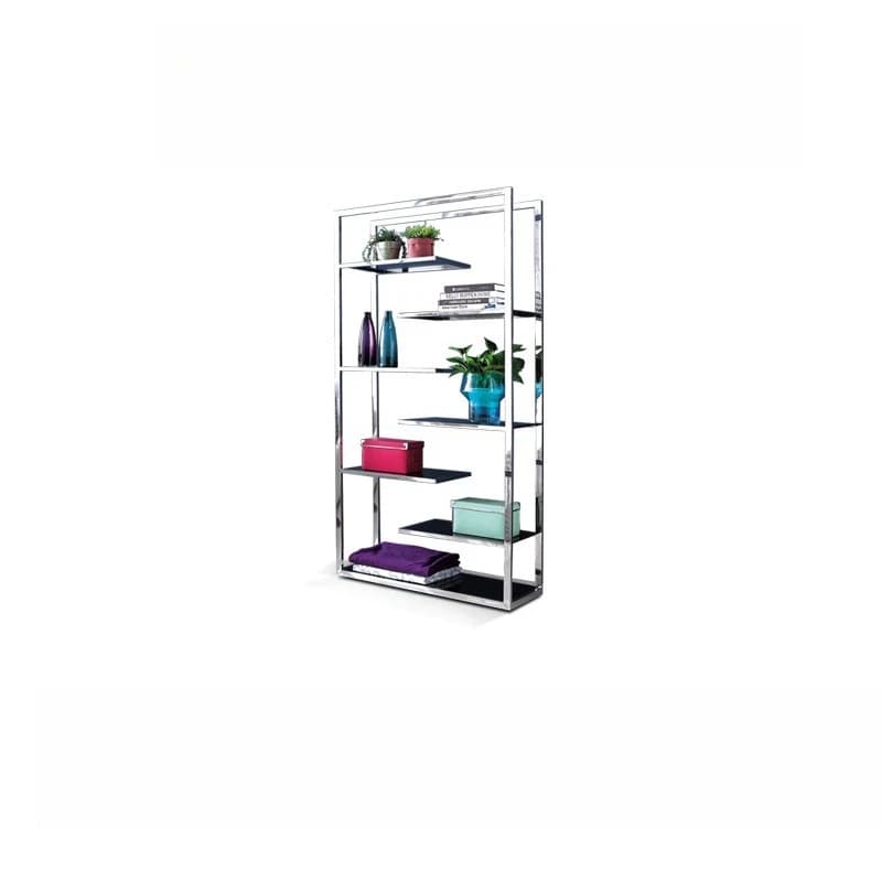 Semplice espositore dal pavimento al soffitto in acciaio inossidabile Scaffale per negozio di abbigliamento in vetro Armadietto per vino di lusso leggero Display trasparente ca