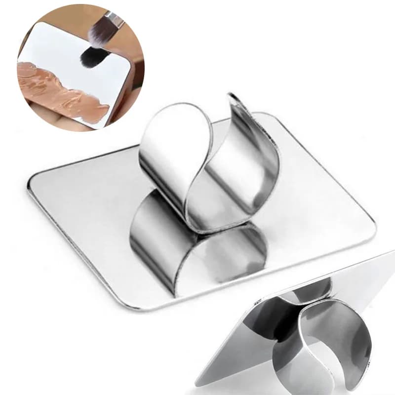 1 pz square Nail Art makeup cosmetic stainless steel paint mixing palette ring tool women beauty makeup accessories kit wholesale