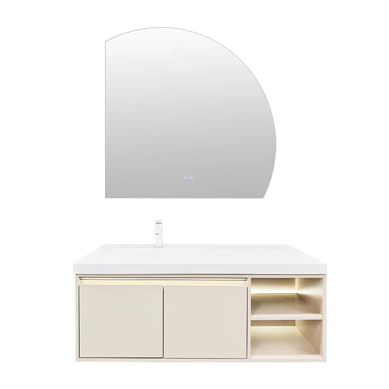 Piano d'appoggio in ardesia Armadietto per lavabo doppio Bagno a parete Vanity per trucco con specchio