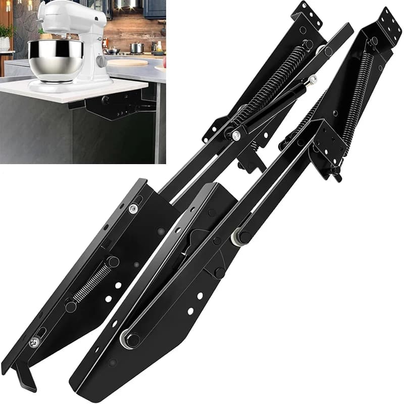 Hidden With Spring Rack Storage Lifting Automatic Kitchen up Hinge Cabinet System Mechanical Telescopic Lift Shelf for Mixer