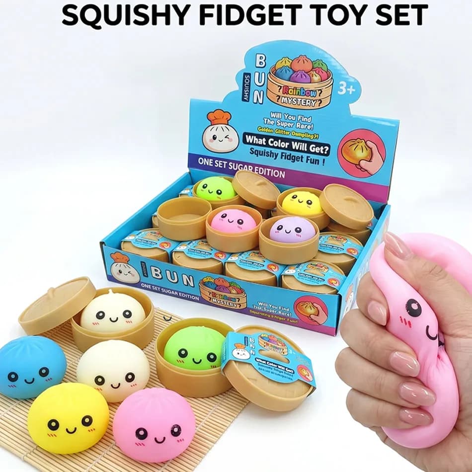 Blind Box Colorful Bun Toy Slow Rising Stress Relief Fidget Toy Dumpling Pressure Dumpling Squishies Cute