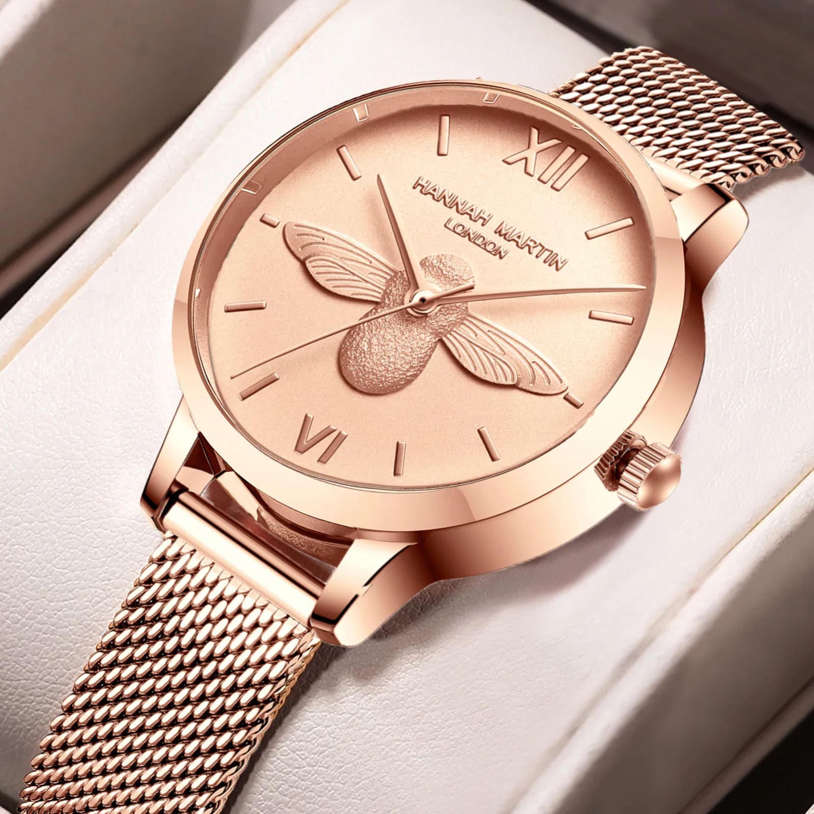 Eleganti orologi da donna impermeabili 3D Gold Bee design in rilievo giapponese originale 31mm moda orologi da polso Ouartz regali da donna