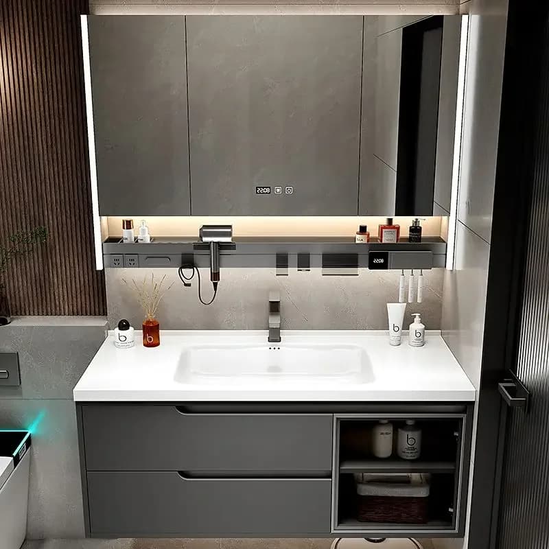 Armadietto da bagno alto e stretto, armadietti da cucina, trucco mobile con armadietto a specchio, bagno con illuminazione