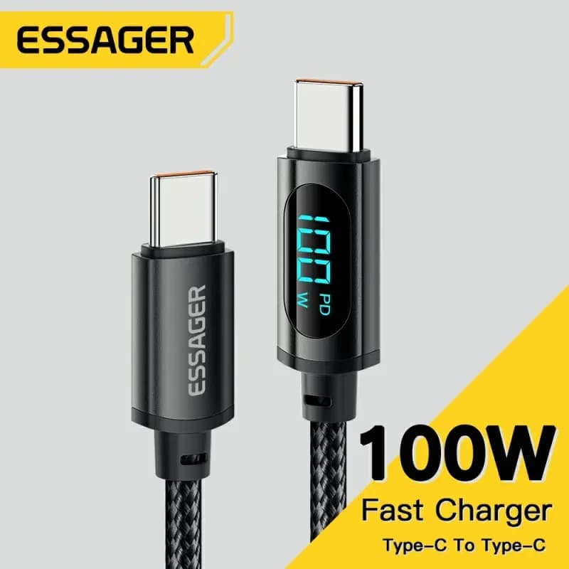 Essager type C to type C 100W PD charger fast charging cable USB C to USB C display for Xiaomi POCO F3 Realme Macbook iPad