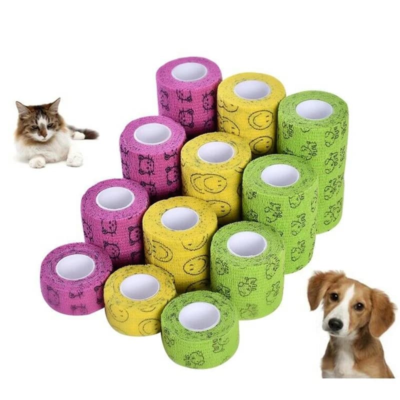 Benda elastica autoadesiva medica per cani e gatti, nastro avvolgente sportivo per animali domestici, ginocchio articolare delle dita, kit di pronto soccorso, 5 cm x 4,8 m