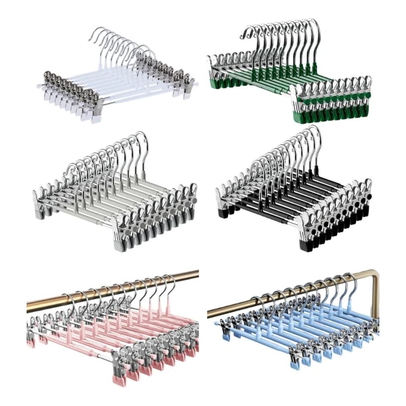 Corrosion Resistant Thickened Steel Adjustable Pants Hangers Nonslip Clips For Bathroom Balcony Clothes Drying 0XXB