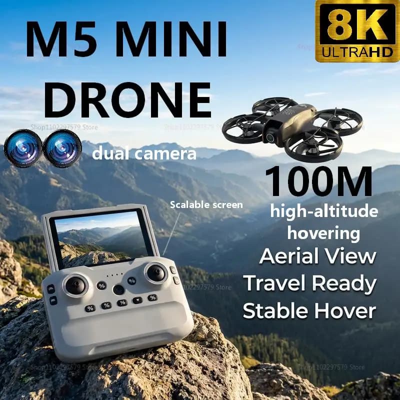 2026 New M5 Mini Drone 8K HD Camera Obstacle Avoidance GPS Aerial Photography Optical Flow Six Axis Gyro Travel Outdoor Drone