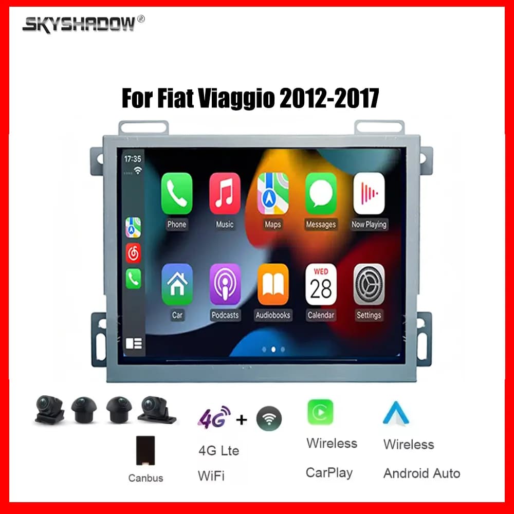 Autoradio multimediale 8.4" CarPlay Android 15 8 Core 12G+256G con 4G, Bluetooth e navigatore GPS per Fiat Viaggio 2012-2017