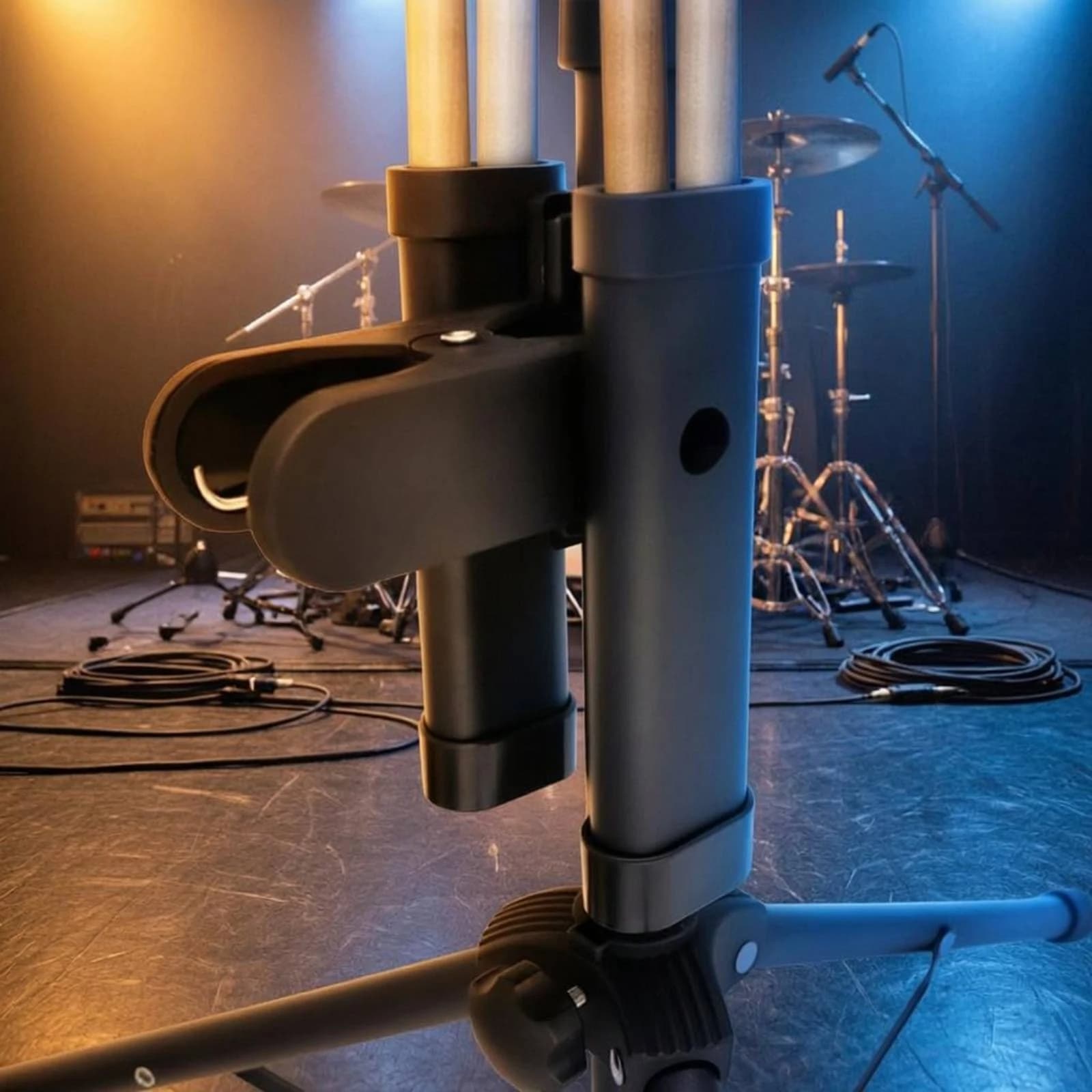 Clamp-on Drumstick Holder Rubber Pad Clamp Drum Stick Bag Drum Stick Container Clamp Easy to Install Music Accessory Holds 2