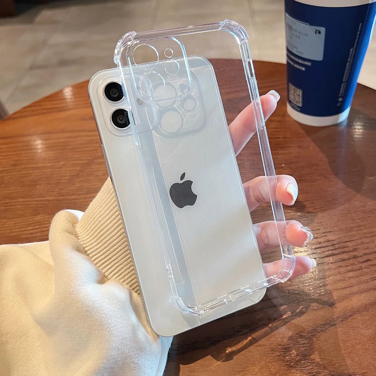 Silicone Shockproof Phone Case For iPhone 17 Pro Max 13 18 16 15 14 11 12 Air 16promax 17promax Transparent Airbag Funda Cover