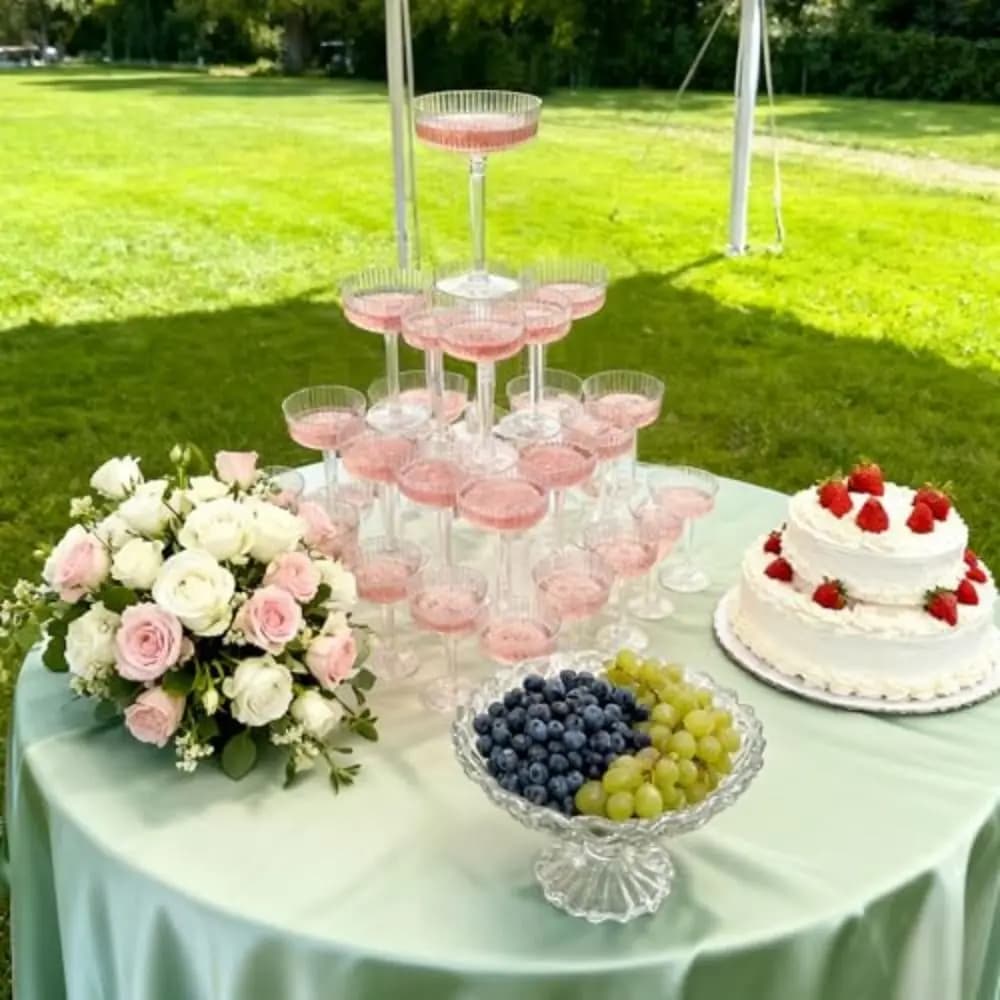 Bicchieri da martini in plastica Bicchieri da champagne staccabili usa e getta Bicchieri da martini a costine trasparenti con torre di champagne