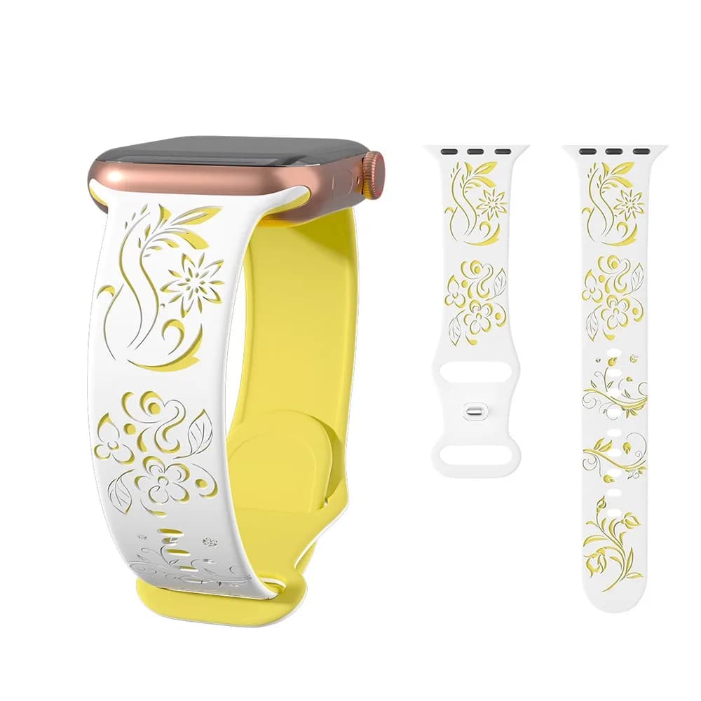 Cinturino in silicone con fiori e piante per cinturino Apple Watch 49mm 46mm 42mm 45mm 41mm Bracciale per iWatch SE 11 10 9 8 7 6 Ultra
