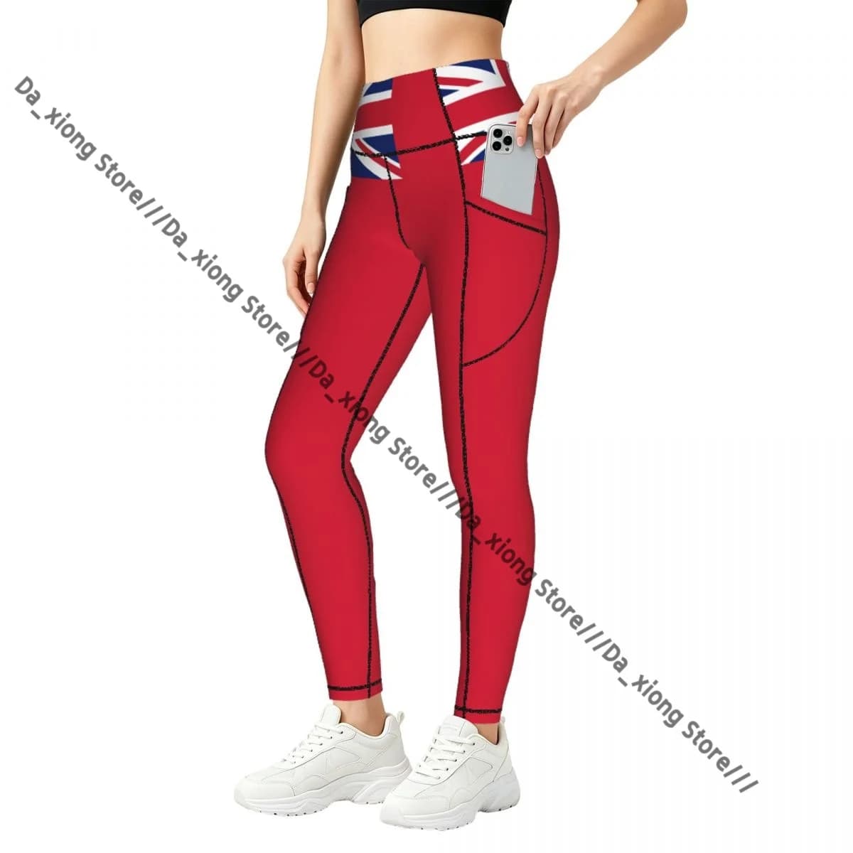 Leggings da yoga a vita alta da donna con tasche laterali, pantaloni sportivi da corsa con bandiera delle Bahamas