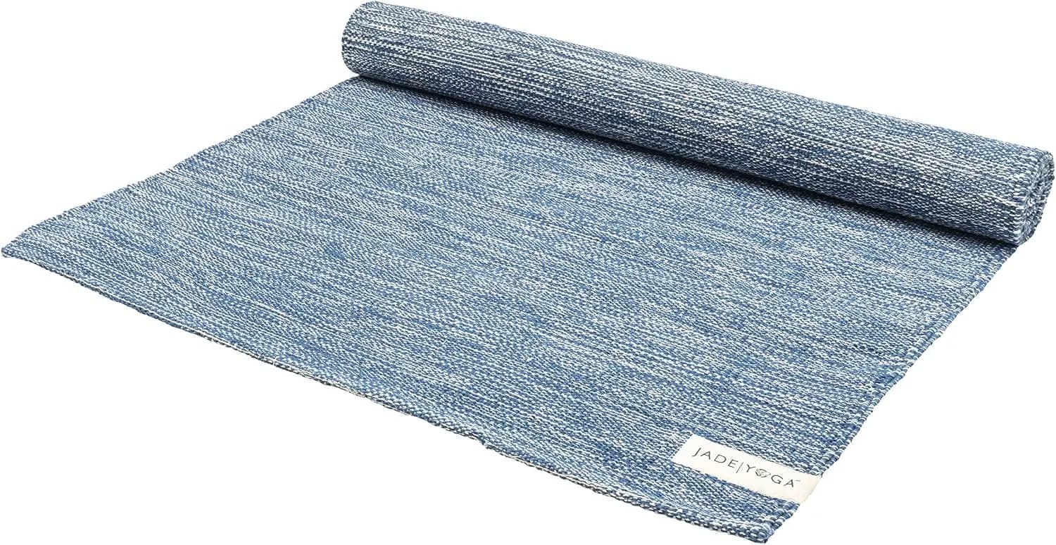 Jade Yoga Organic Cotton Hand Loomed Yoga Mat 72" Indigo