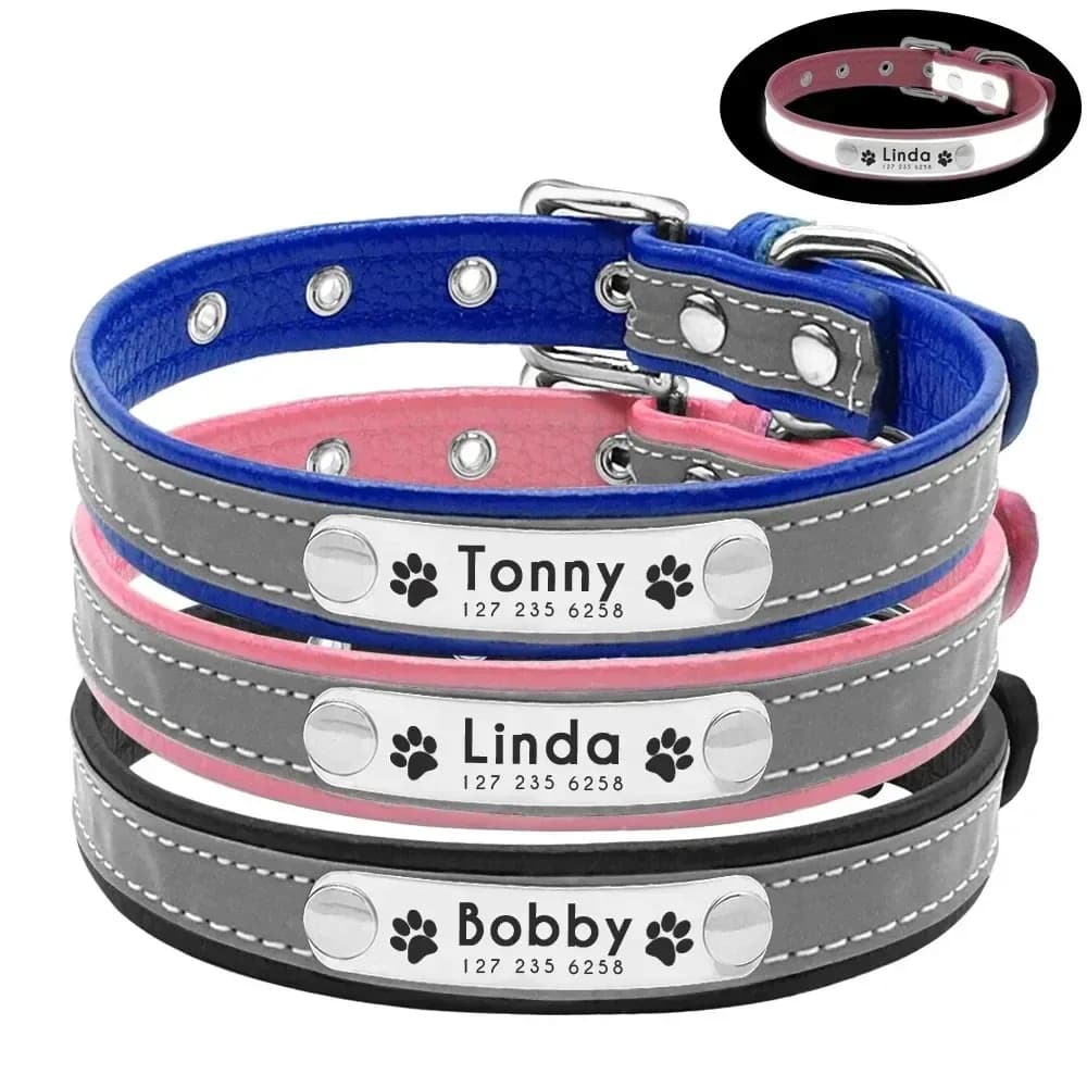 Collare Riflettente Personalizzabile per Animali Domestici - Stile Regolabile con Targhetta ID Personalizzata Adatto per Cani e Gatti di Piccola e Media Taglia