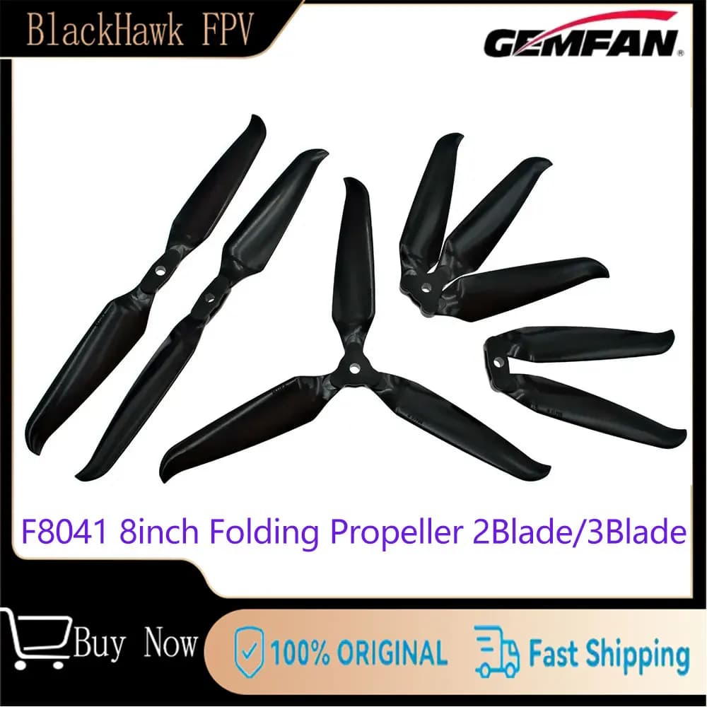 2 Paia di Eliche Pieghevoli Gemfan F8041 da 8 Pollici, 2 o 3 Pale, in Fibra di Vetro e Nylon per Droni FPV a Lungo Raggio