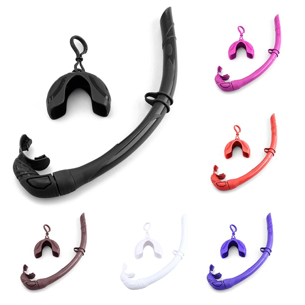 Tubo per boccaglio pieghevole in silicone con custodia compatta Tubo per respirazione bagnato per boccaglio arrotolabile unisex per lo snorkeling Sport acquatici