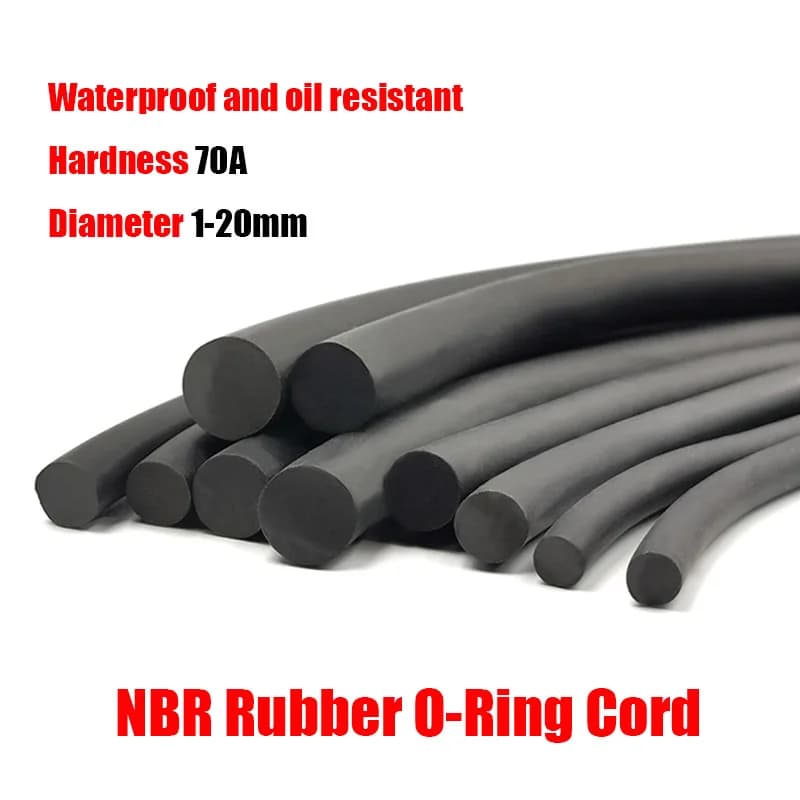 NBR rubber O-ring cable (black), oil-resistant/acid/alkali sealing rope, round cross section for vibration seals/amping