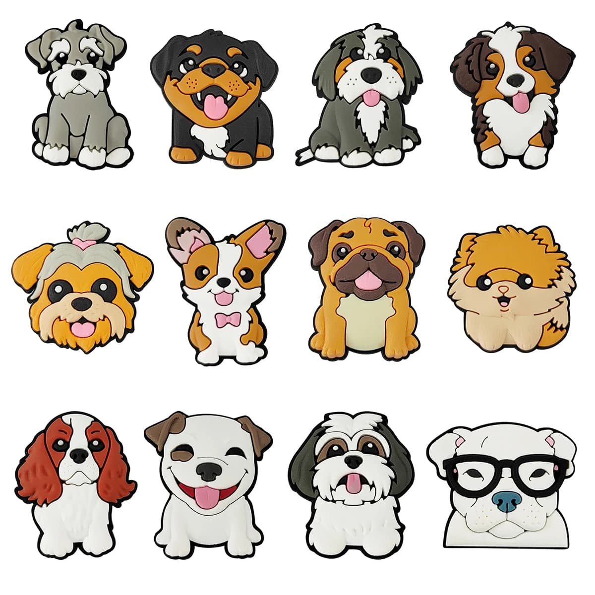 Cute Animals Dog Shoe Pendants Crocs Accessories Brooch Pendants Bubble Slides Shoes Decoration for DIY Shoes Gift for parties