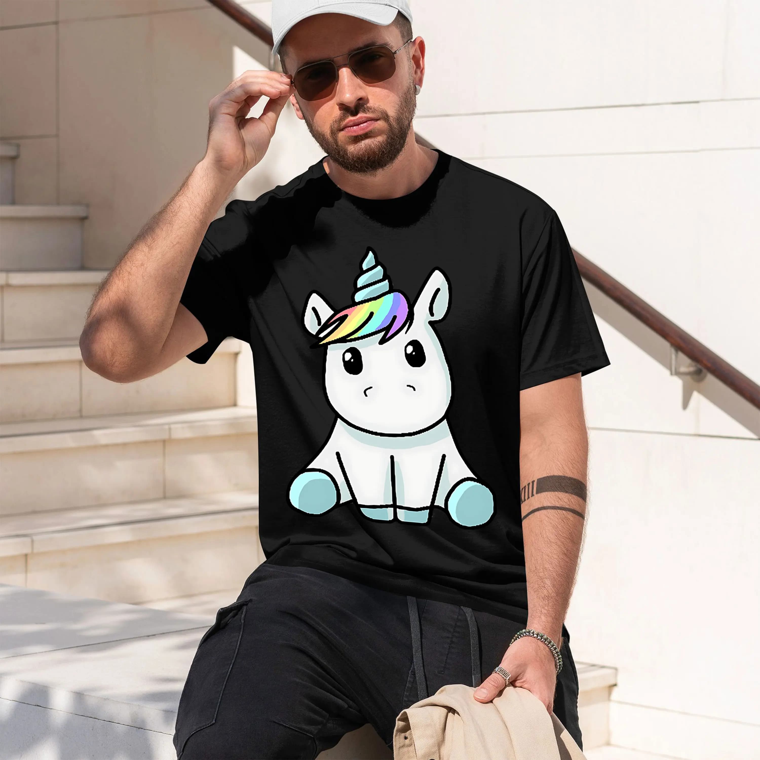T-shirt girocollo a maniche corte da uomo, modello 2026, nuovo, in maglia con stampa Magal, comoda per l'uso quotidiano, elegante, casual, sportiva, classica.