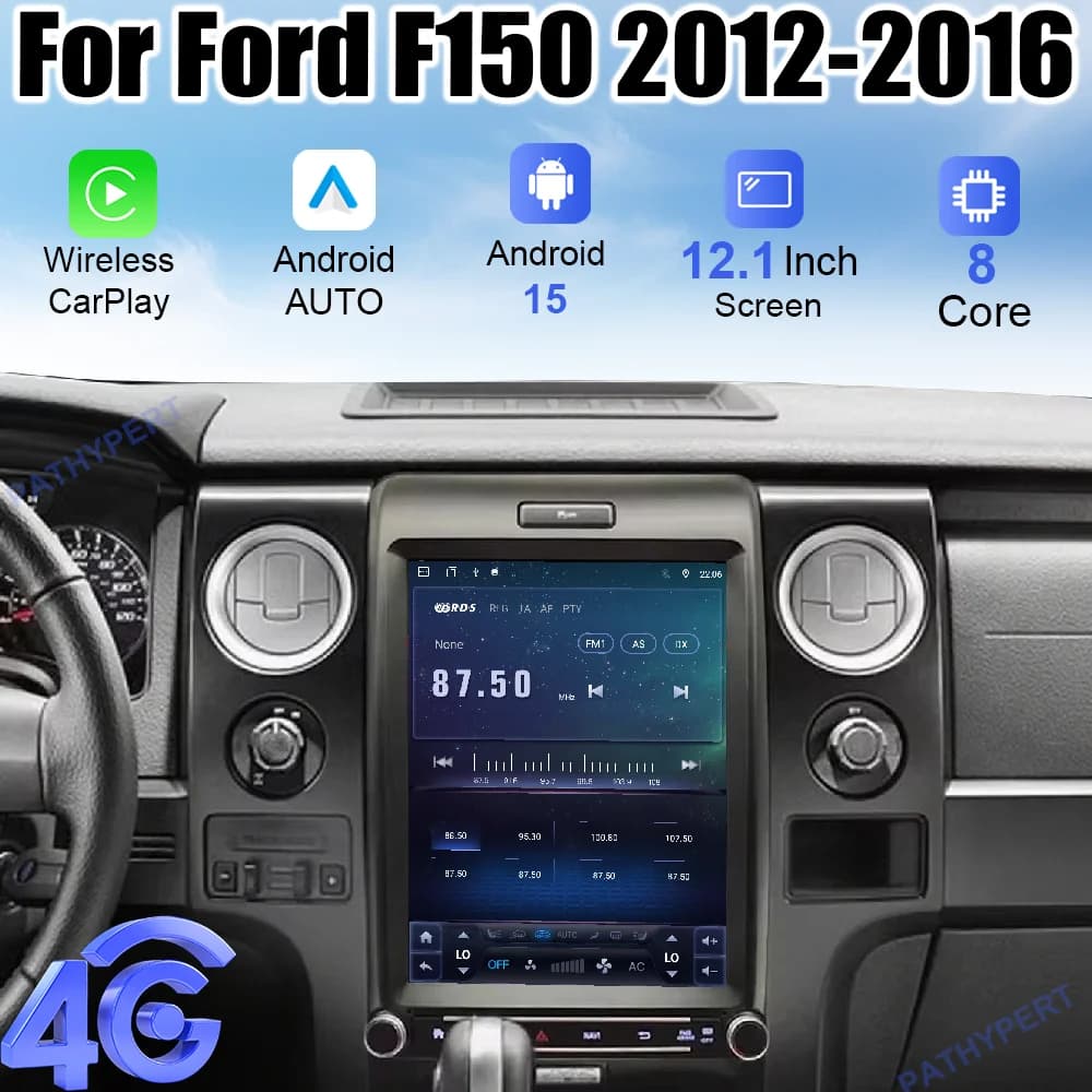 12.1 "Android 15 Per Ford F150 2012-2016 Lettore Multimediale Per Auto Carplay Display Stereo Bluetooth AutoRadio Navigazione GPS 4G WiFi