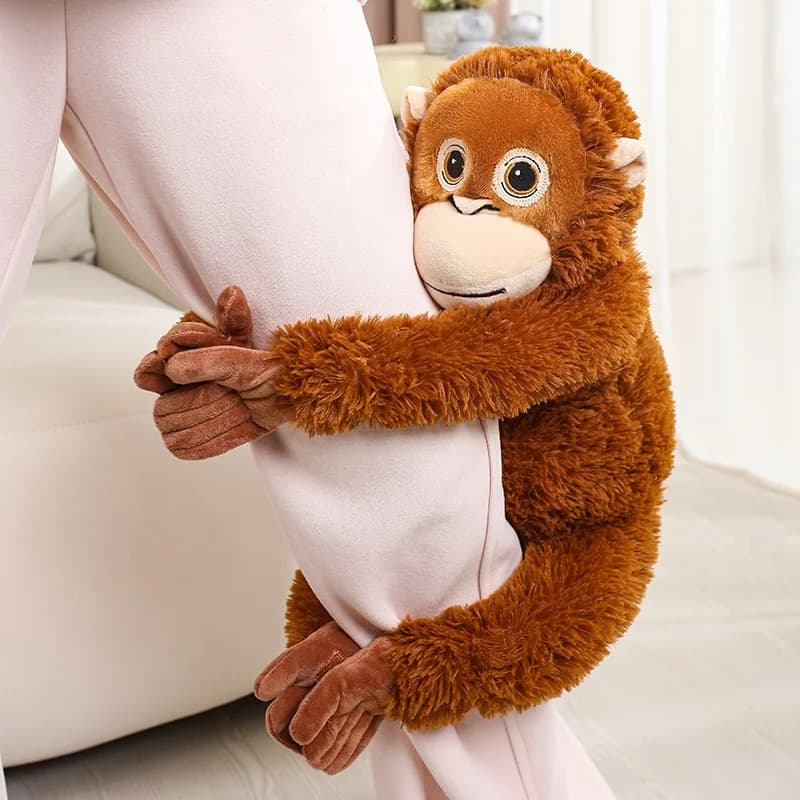 Peluche di Scimmia Orangutan, Pupazzo Animale Imbottito, Cuscino Abbracciabile, Giocattolo Primate Realistico, Regalo Perfetto per Bambini e Bambine