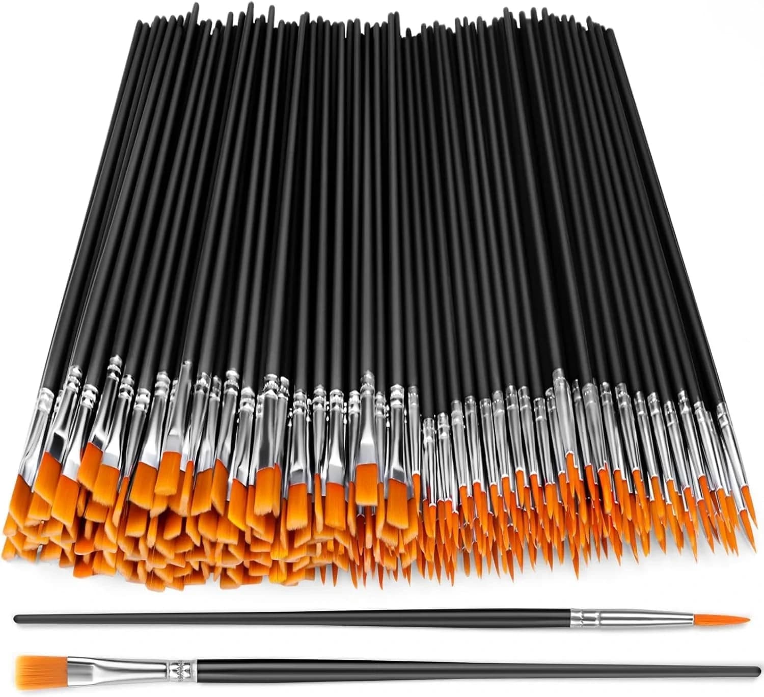 Flat Round Pointed Paint Brushes Set, Nylon Hair Art Brushes for Acrylic, Oil, Watercolor & Paint Party Creation