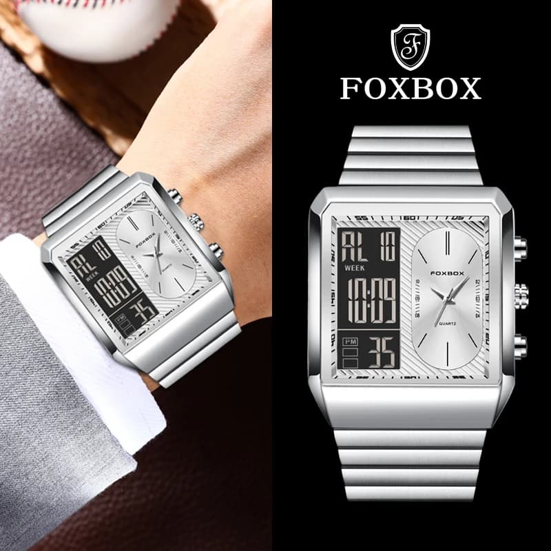 LIGE 2024 Nuovo Orologio Da Uomo di Lusso Quadrato di Modo Orologi Al Quarzo Da Uomo Digitale Sport Impermeabile Luminoso Data Orologio Da Polso Reloj Hombre