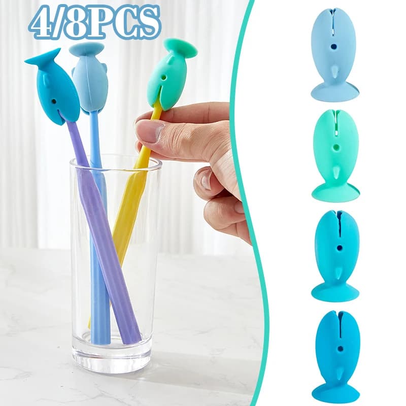 4/8 pezzi porta spazzolino a forma di pesce porta spazzolino in silicone in piedi porta spazzolino da viaggio portatile copertura protettiva per la testa dello spazzolino
