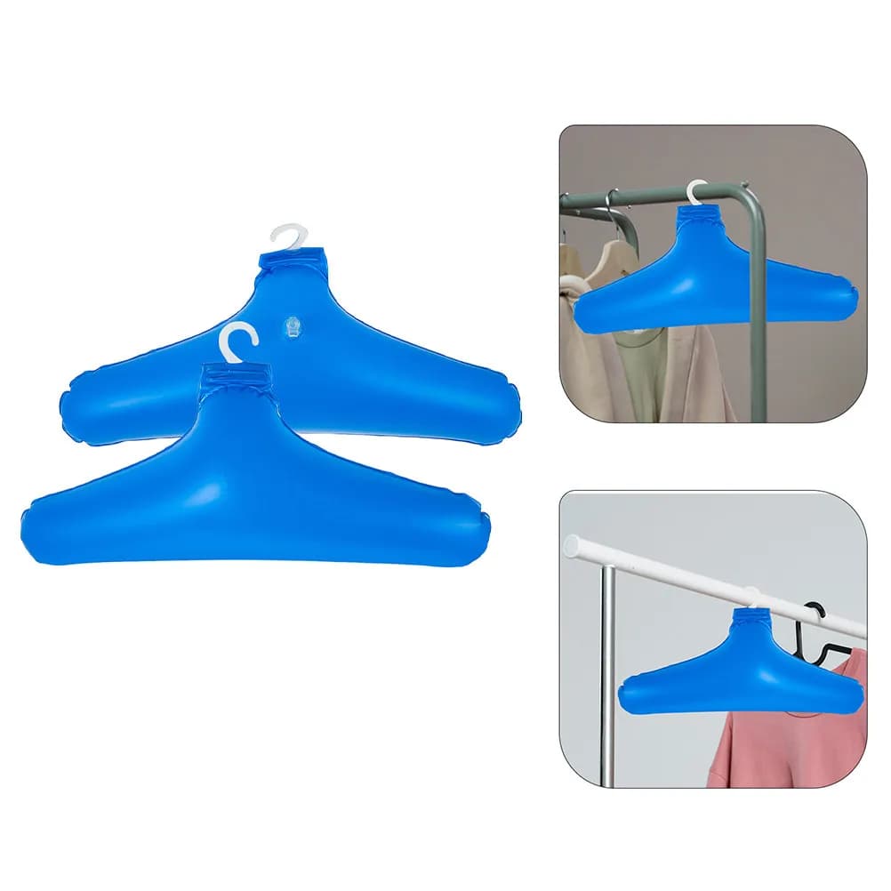 2 Pezzi Appendiabiti Gonfiabile Portatile in PVC, Stendibiancheria da Viaggio Antiscivolo, Porta Cappotti Pieghevole, Organizzatore per Magliette, Gonne e Pantaloni per Armadio