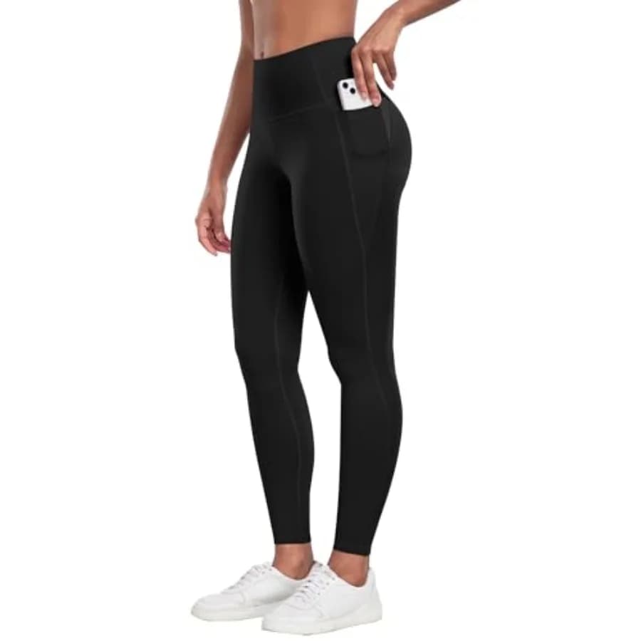 CHRLEISURE Leggings con tasche per donna - Pantaloni da yoga morbidi a vita alta con controllo della pancia