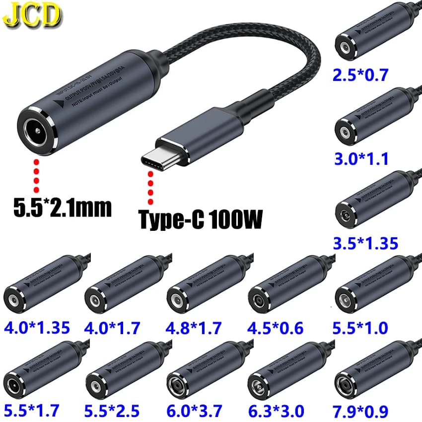 Spina femmina di alimentazione CC per laptop a tipo C maschio PD 100W cavo di ricarica per conversione adattatore per MacBook Huawei Xiaomi Samsung Lenovo HP