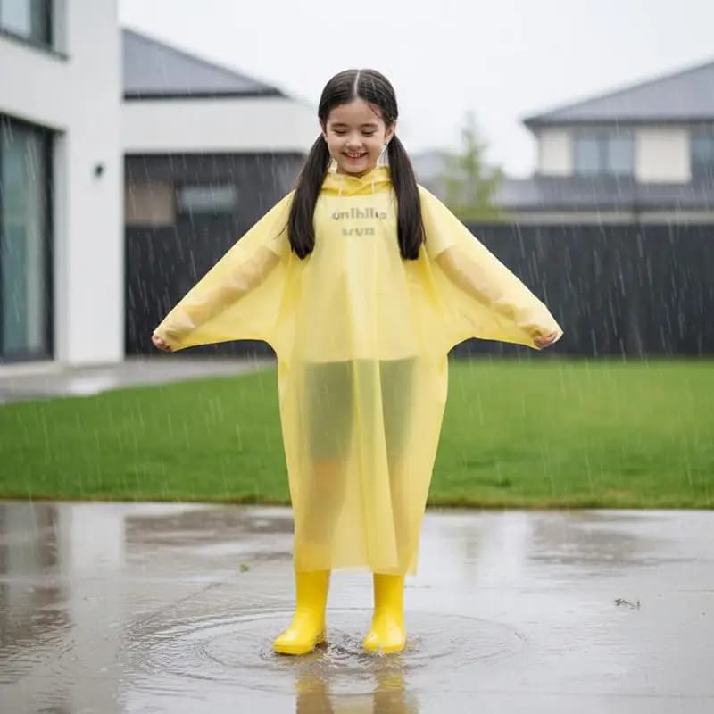 Impermeabile lungo usa e getta per bambini, versione allungata, adatto per bambini che portano zaini