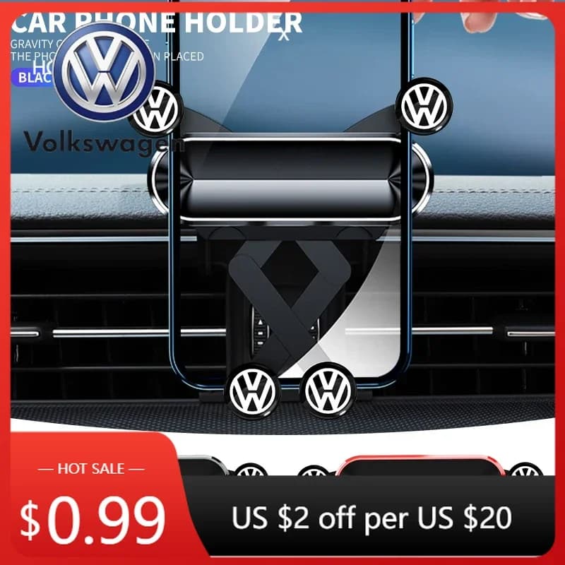 Support for Phone Car Cellular for VOLKSWAGEN VW, Air Grip Clip, GPS Gravity Support for Volkswagen Golf Polo Pa