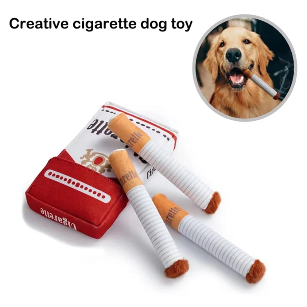 Divertente scatola di sigarette Giocattoli interattivi per cani Regali per animali da masticare Dentizione Giocattoli per cani di peluche Giocattoli per cani di peluche Cane