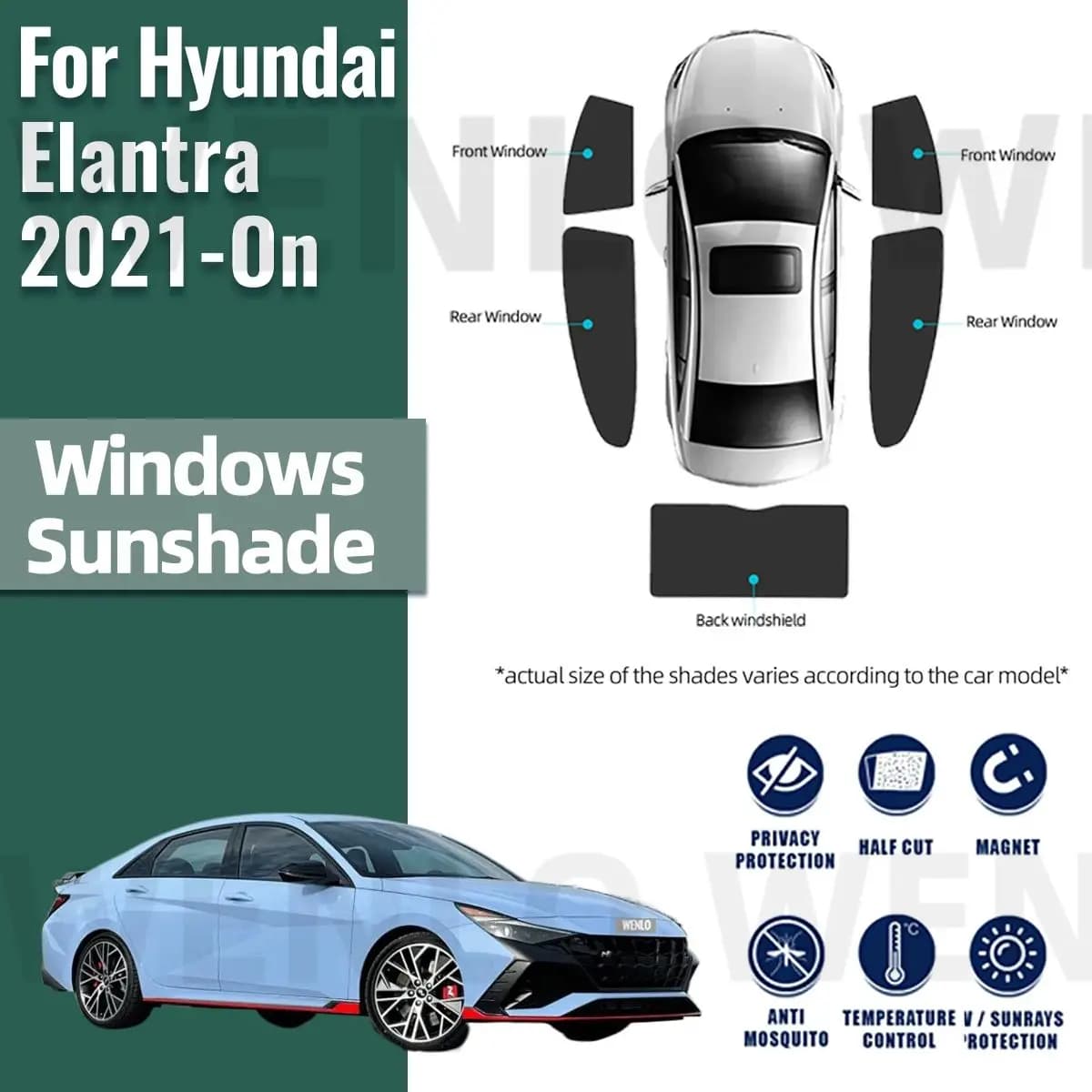 Per Hyundai Elantra 2021 2022 2023 2024 Avante CN7 Magnetico Auto Parasole Parabrezza Anteriore Tenda Lunotto Laterale Posteriore Parasole