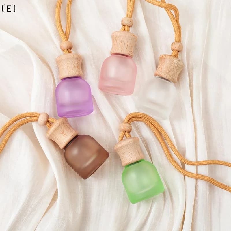 〔E〕1 Pezzo Bottiglia Ricaricabile per Diffusore di Oli Essenziali per Auto 11ml, Flacone Vuoto in Vetro per Profumo con Tappo in Legno, Pendente Deodorante per Auto