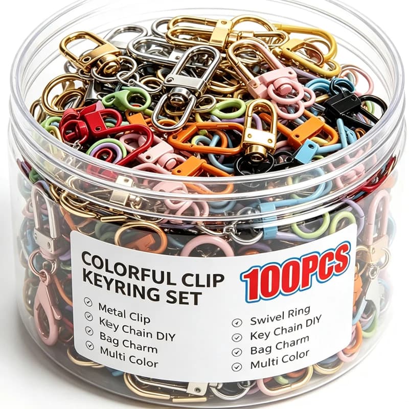 10/100pcs 2026 New Colored Metal Lobster Keychains Ring Chain DIY Material U-shaped Keychains Accessories Doll Hanging Buckles