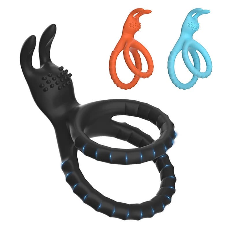Silicone penis ring 2 in 1 and clitoris stimulator for couples, ejaculation retardant, erection massage, penis ring for man