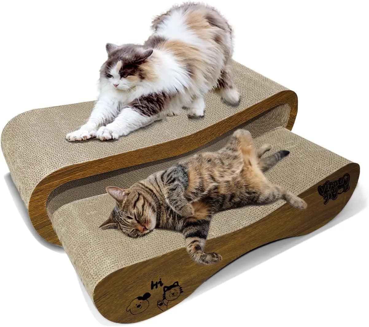 Set 2 in 1: Letto e Tiragraffi per Gatti, Pali in Cartone Resistenti ai Graffi Grandi e Piccoli