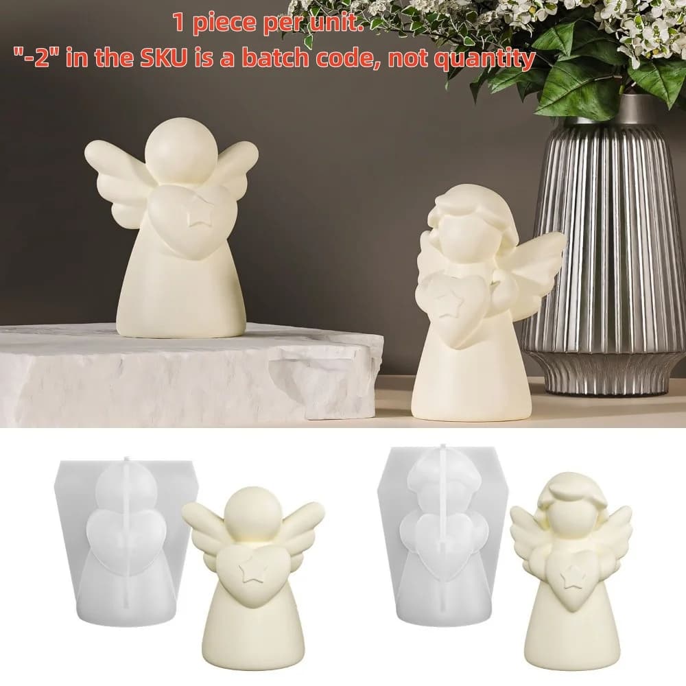 Stampo in Silicone a Forma di Cuore con Ali d'Angelo, per Candele, Gesso e Resina, Decorazione Casa, Regalo di Compleanno