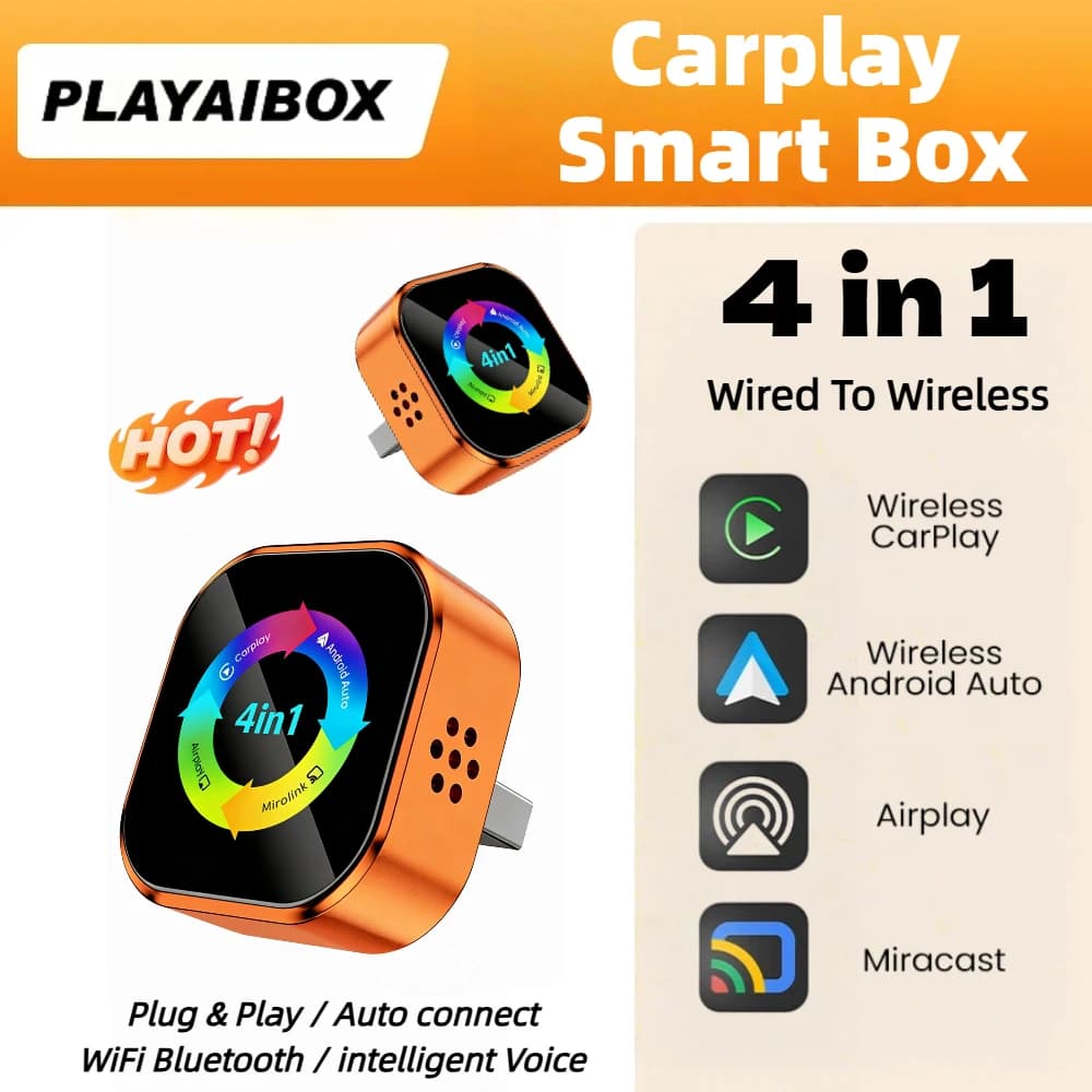 Box Smart 4in1 per CarPlay Wireless, Android Auto, AirPlay, Mirror Link, da Cablato a Wireless, Plug & Play per CarPlay Cablato