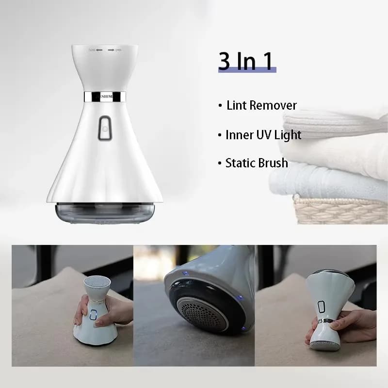 Nuova Invenzione: Spazzola Rimuovi Pelucchi con Luce UV, Levapelucchi Elettrico 3 in 1 per Tessuti