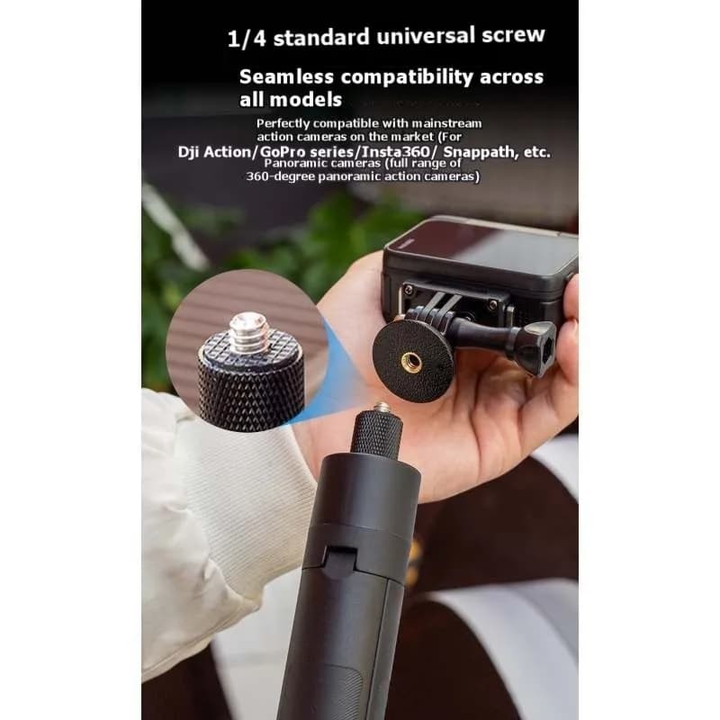 L62A Asta per selfie estensibile con sgancio rapido (1,2 m) e treppiede per DJI Pocket 3 - Impugnatura per fotocamera per modelli DJI Pocket 3 Mini