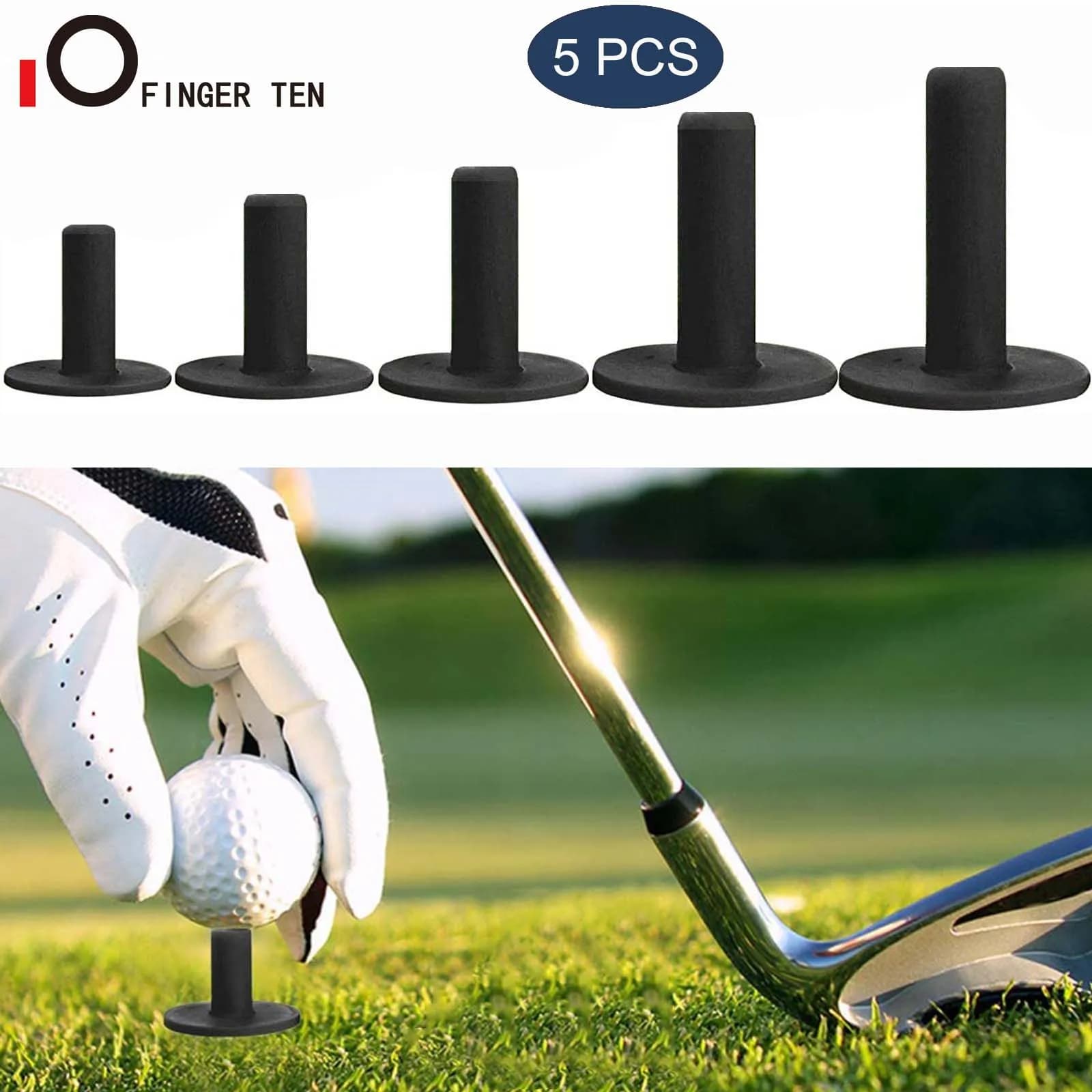 5Pcs campo di guida pratica Golf Tees gomma 1.5 2.25 2.75 3 3.13 pollici Tee Ball Holder bianco nero infrangibile trasporto di goccia