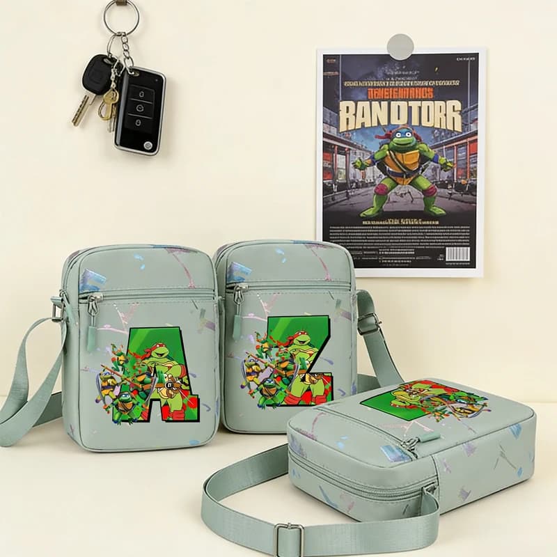 Borsa a Tracolla Piccola con Stampa Tartarughe Ninja, Borsa Casual per Ragazzi e Ragazze, Porta Cellulare, Messenger Bag, Borsa a Tracolla Laterale