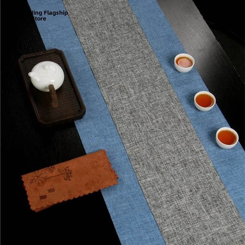 Handmade Chinese Style Linen Tea Tablecloth Cotton Linen Table Flag Zen Tea Curtain Japanese Style Dining Table Cloth