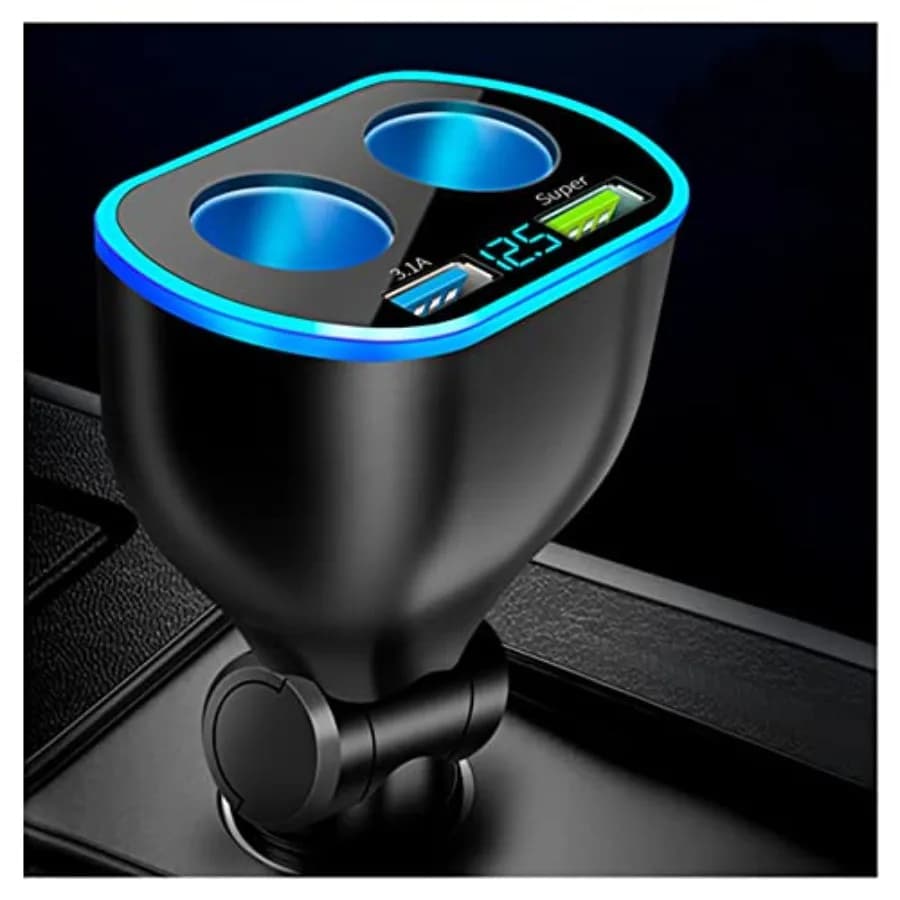 Caricatore per Auto 4 in 1 con Doppia Presa Accendisigari, Caricatore Rapido per Telefono da 66W Compatibile